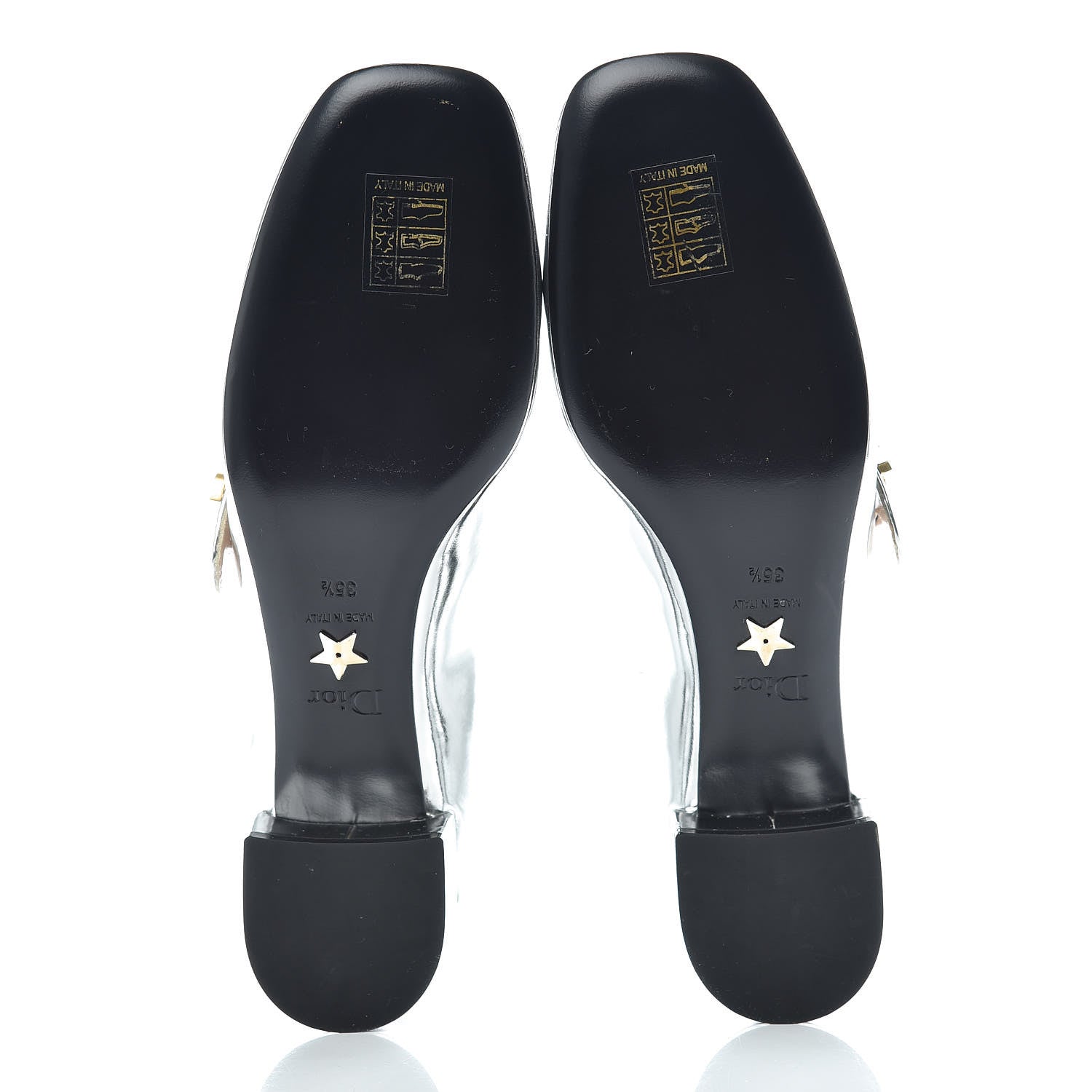 Christian Dior Mirror Finish Calfskin Baby-D Ballet Pumps 35.5 Silver 5 of 8