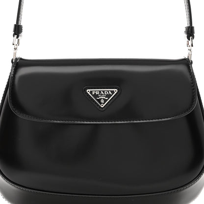 Prada Spazzolato Cleo Flap Shoulder Bag Black 7 of 9