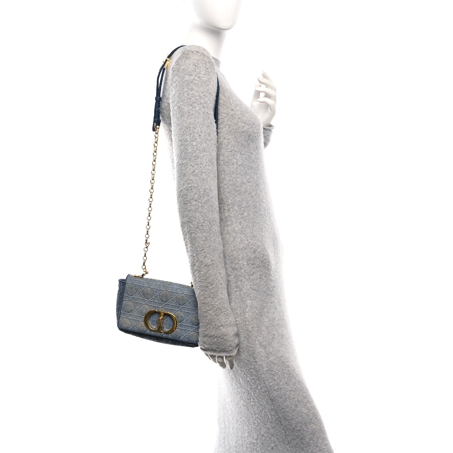 Christian Dior Denim Cannage Small Caro Bag Blue 2 of 9