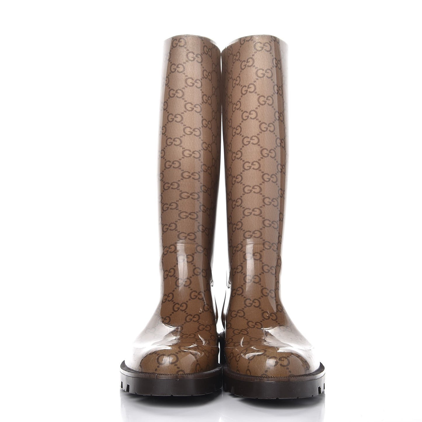 Rubber Monogram Edinburg Rain Boots 41 Transparent Cocoa