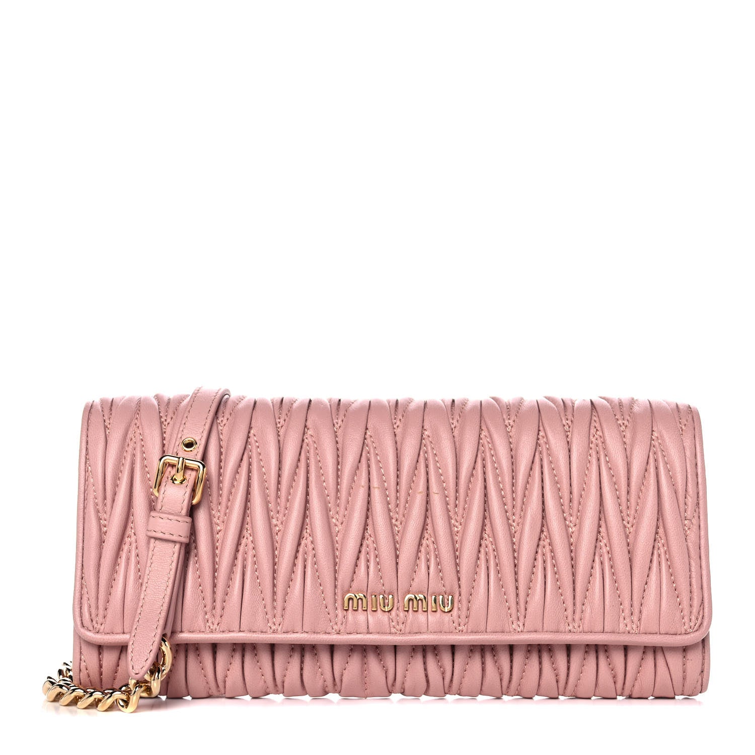 Miu Miu Nappa Matelasse Wallet On Chain Orchidea 1 of 13
