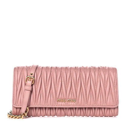 Miu Miu Nappa Matelasse Wallet On Chain Orchidea 1 of 13