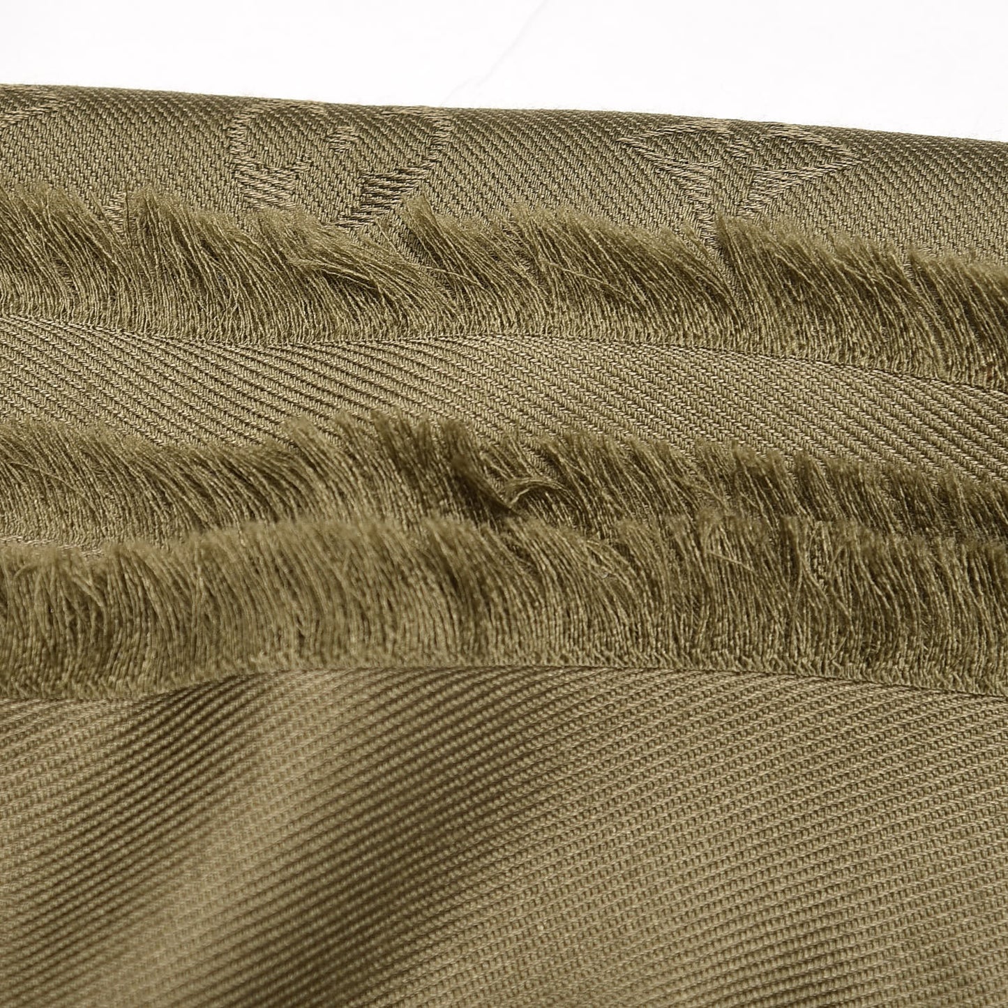 Silk Wool Monogram Shawl Kaki