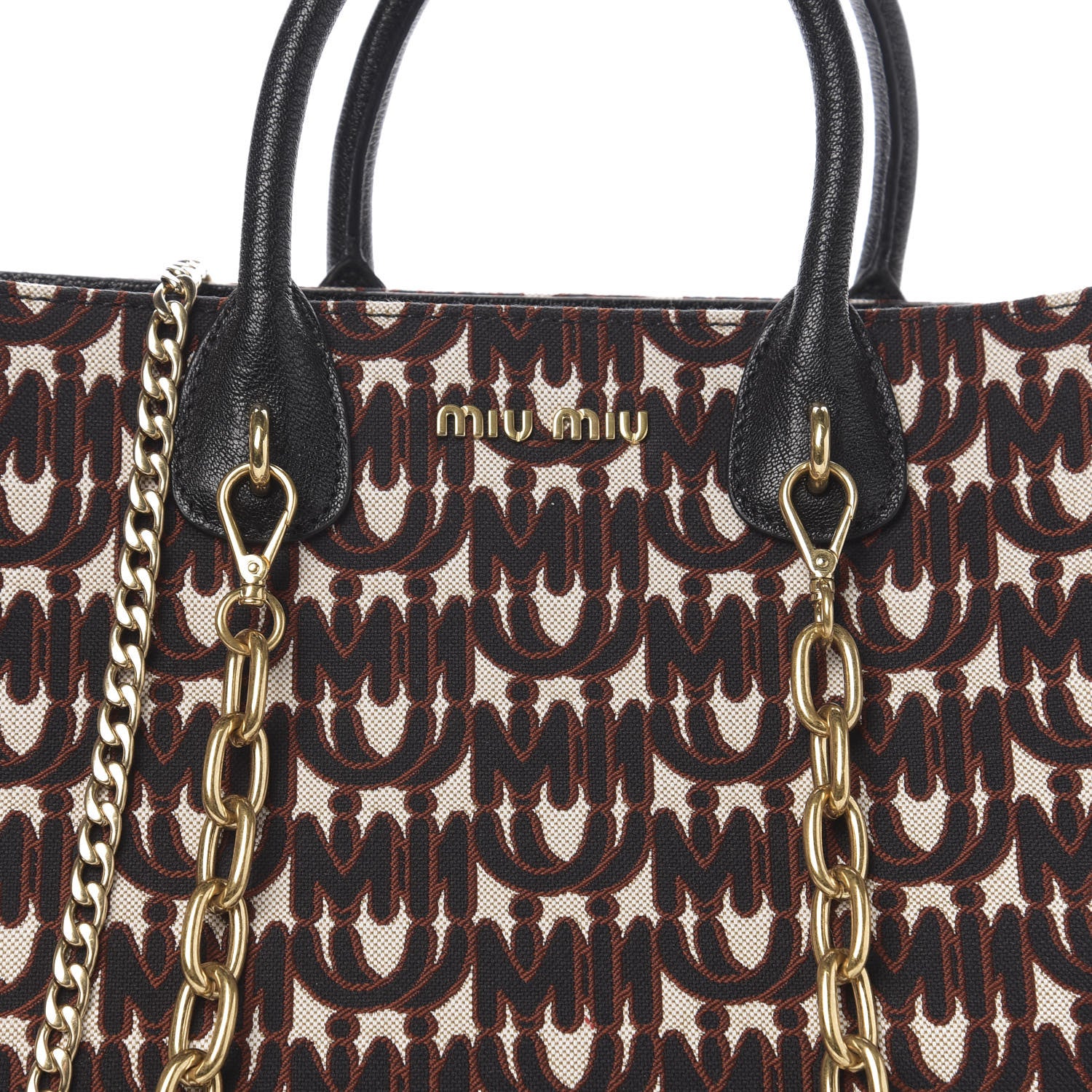 Miu Miu Jacquard Madras Logo Tote Black 8 of 8