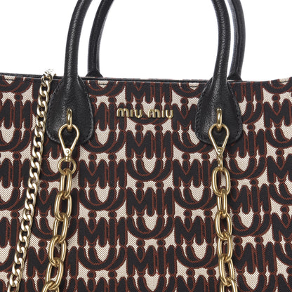 Miu Miu Jacquard Madras Logo Tote Black 8 of 8