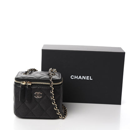 Chanel Caviar Quilted Mini Vanity Case With Chain Black 10 of 10