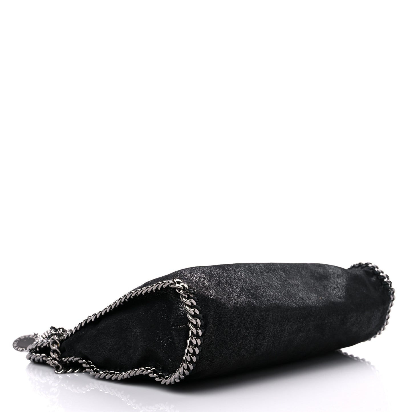 Embellished Shaggy Deer Small Falabella Fold Over Tote Black