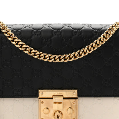 Gucci Guccissima Medium Padlock Shoulder Bag Black Mystic White 8 of 14