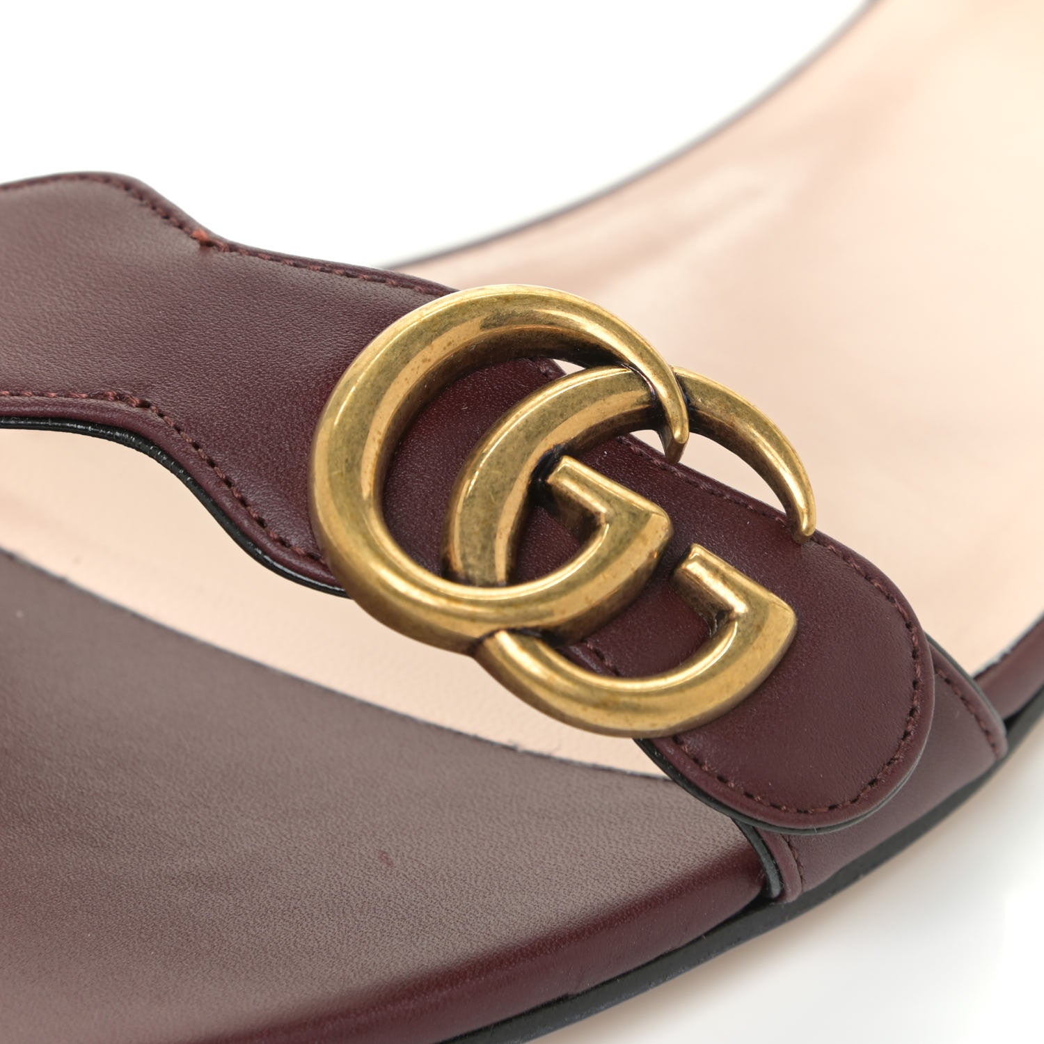 Gucci Lifford Calfskin GG Marmont Ankle Wrap Flat Sandals 39.5 Vintage Bordeaux 11 of 13