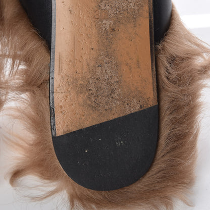 Gucci Calfskin Fur Tiger Embroidered Womens Princetown Slippers 36 Black 14 of 16