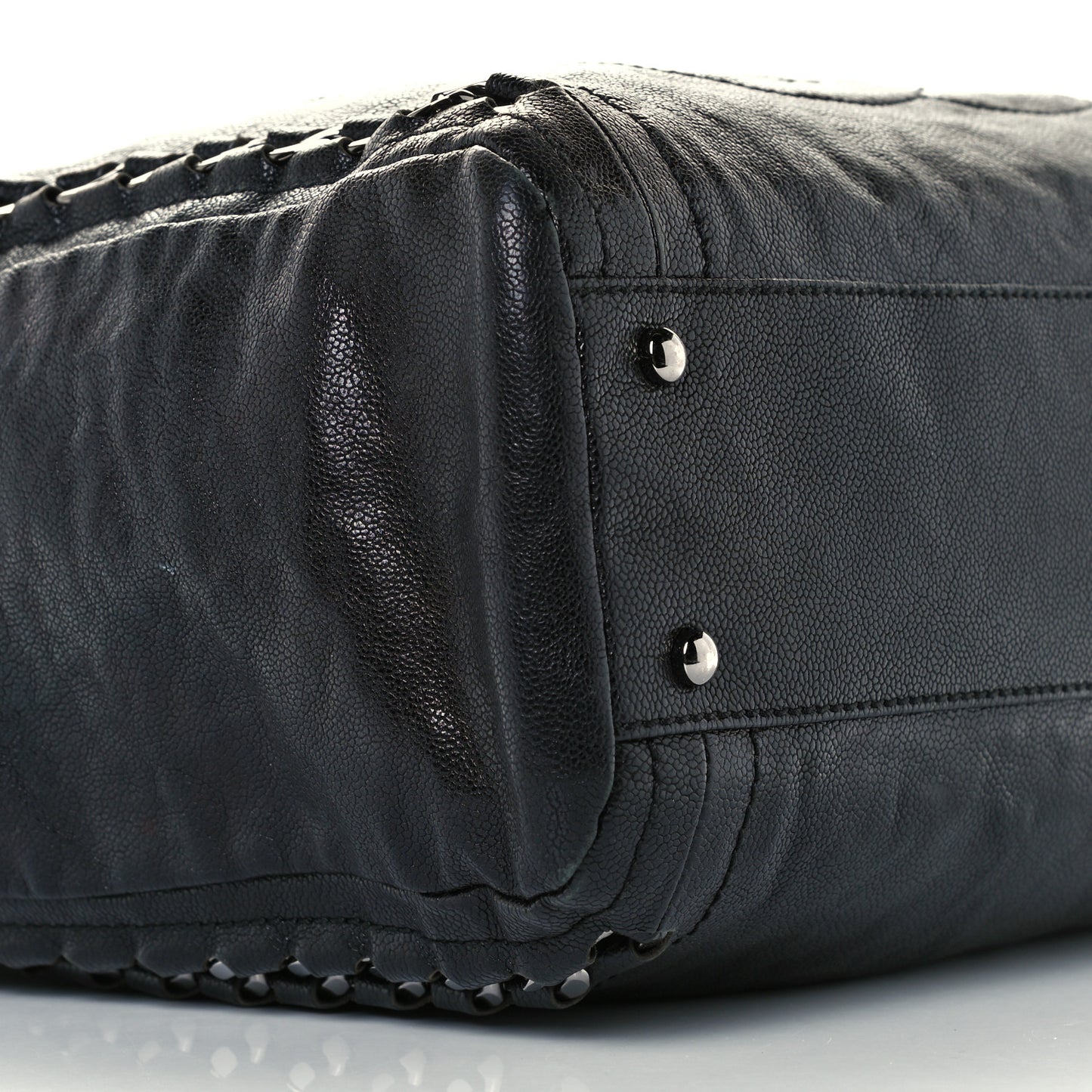 Glazed Caviar Modern Chain Tote Black