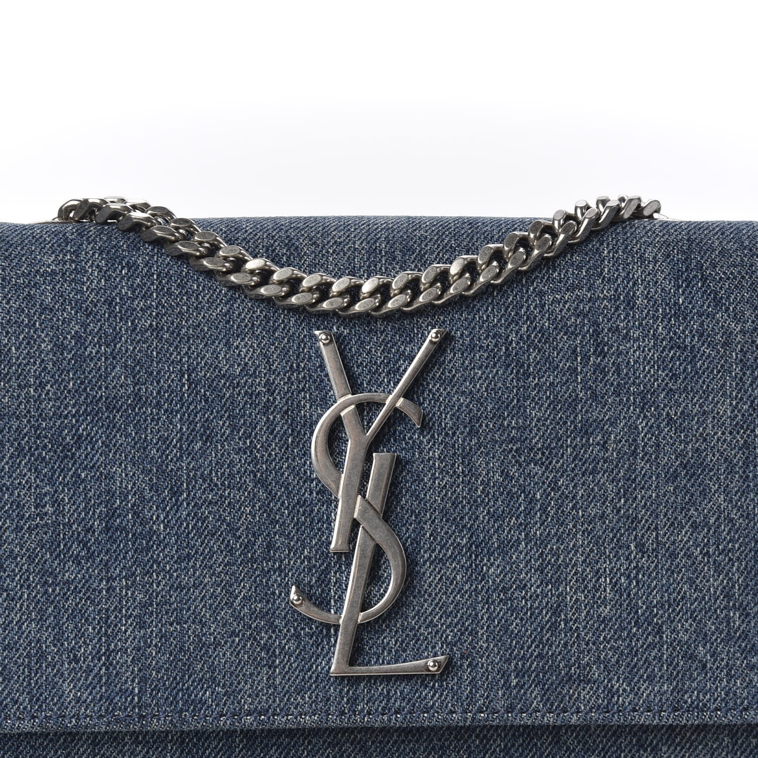 Saint Laurent Denim Small Classic Monogram Kate Satchel Blue 9 of 9