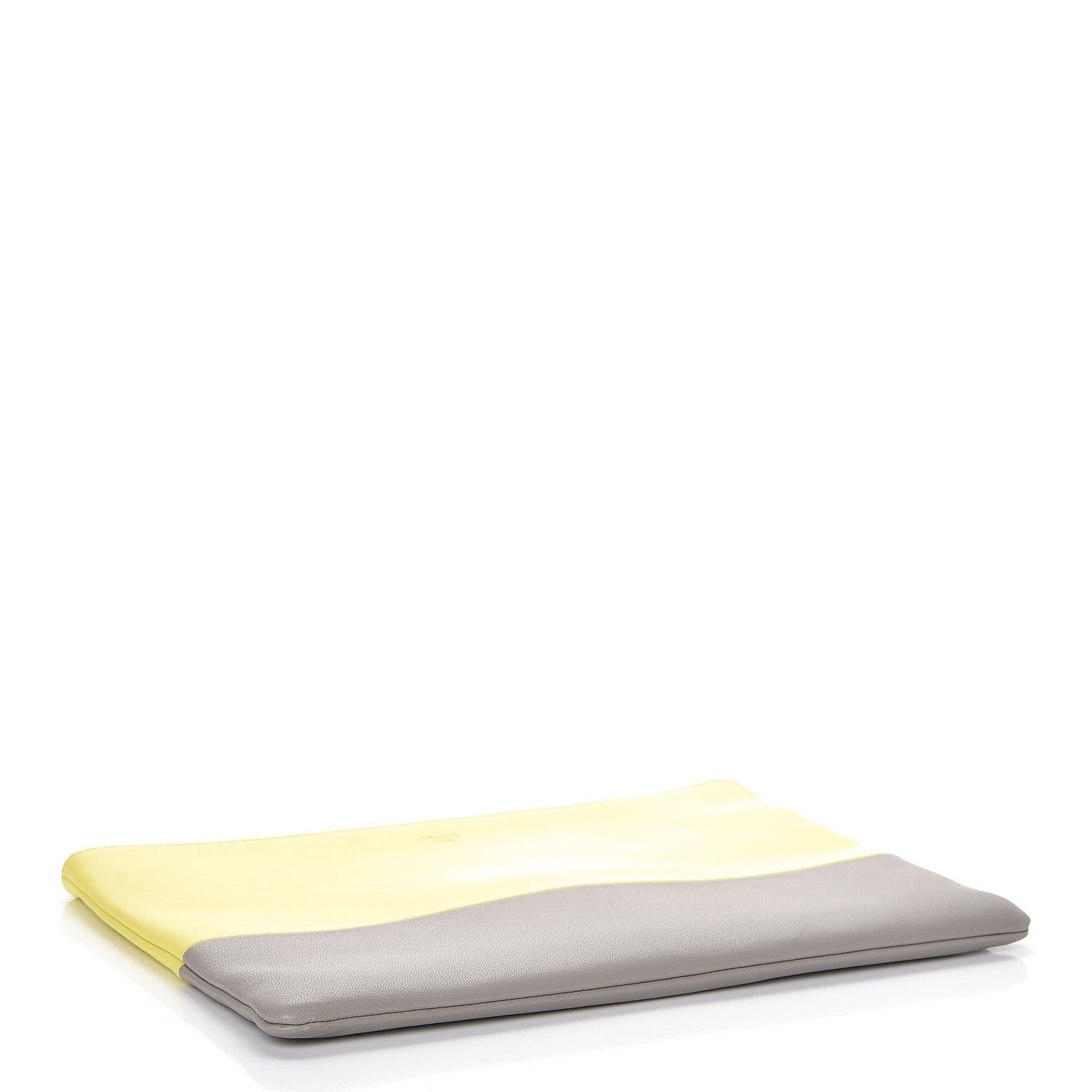 Celine Lambskin Bi-Color Solo Clutch Pouch Fluo Yellow Grey 4 of 8