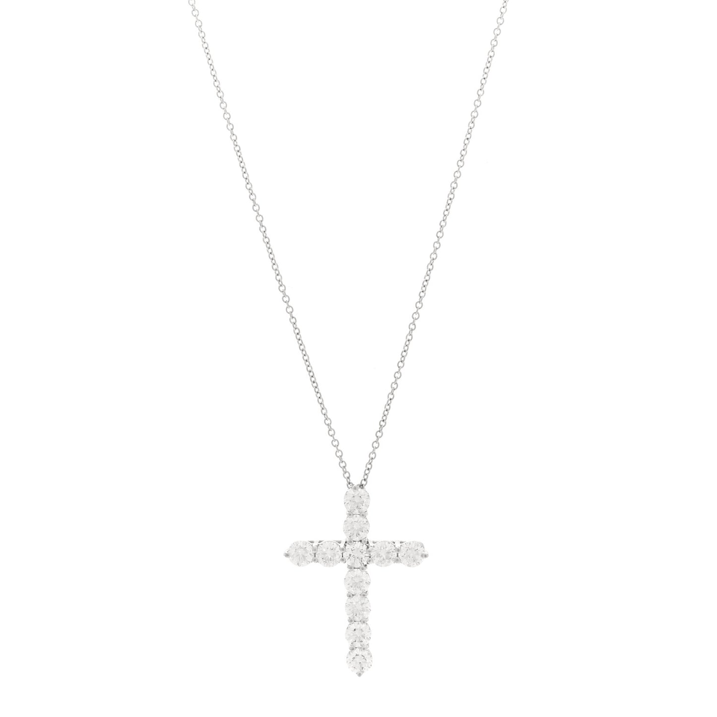 Platinum Diamond Large Cross Pendant Necklace