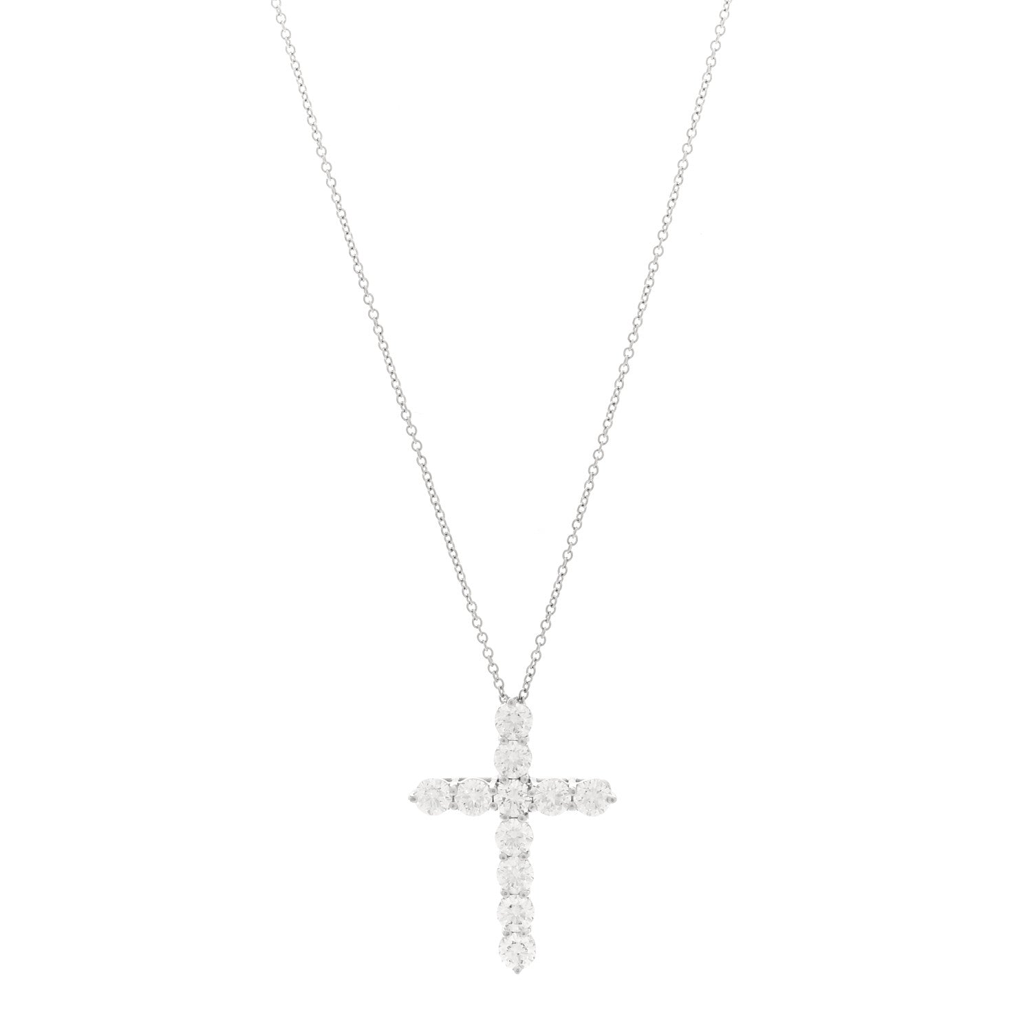 Tiffany Platinum Diamond Large Cross Pendant Necklace 1 of 5