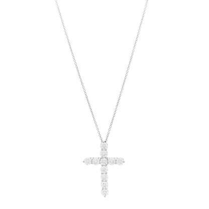 Tiffany Platinum Diamond Large Cross Pendant Necklace 1 of 5