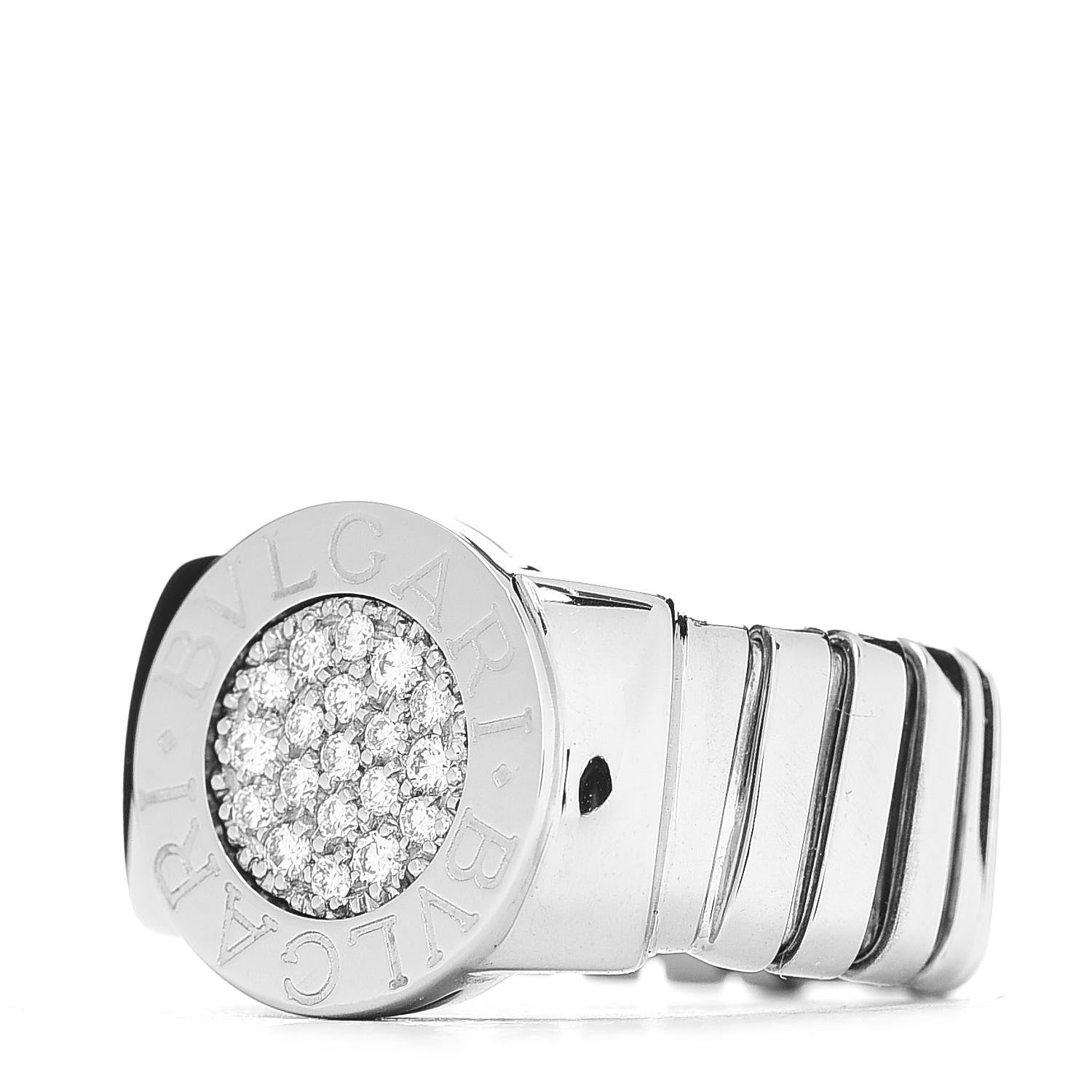 Bulgari 18K White Gold Diamond Tubogas Ring 47 4 3 of 6