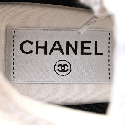 Chanel Painted Iridescent Cotton Tweed Suede Womens CC Sneakers 35.5 White Silver Multicolor 7 of 9