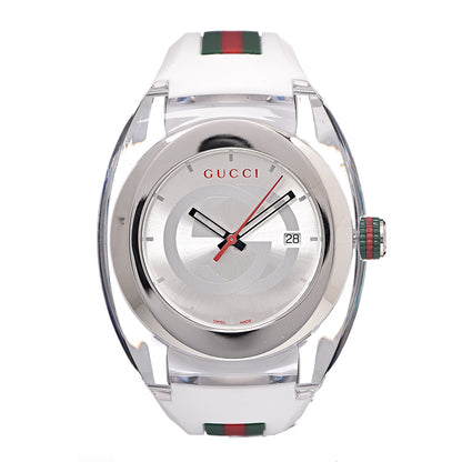 Gucci Stainless Steel Rubber 46mm Sync Web Quartz Watch White 1 of 6