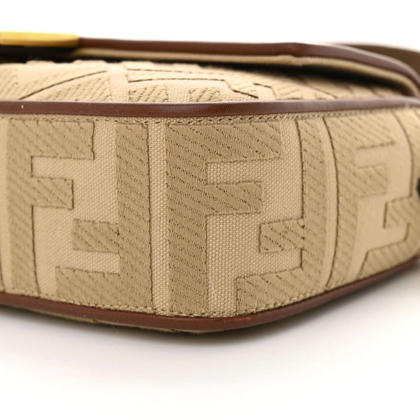 Canvas Vitello King FF Embroidered Baguette Sand Ghianda