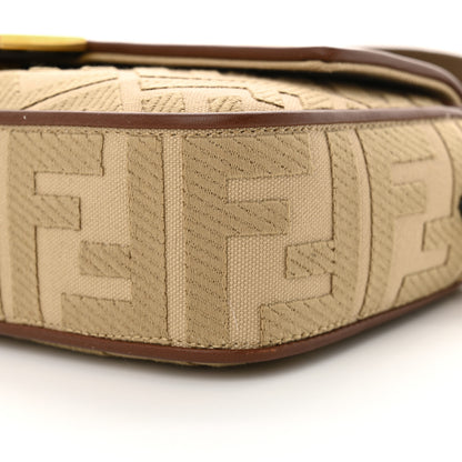 Fendi Canvas Vitello King FF Embroidered Baguette Sand Ghianda 9 of 9