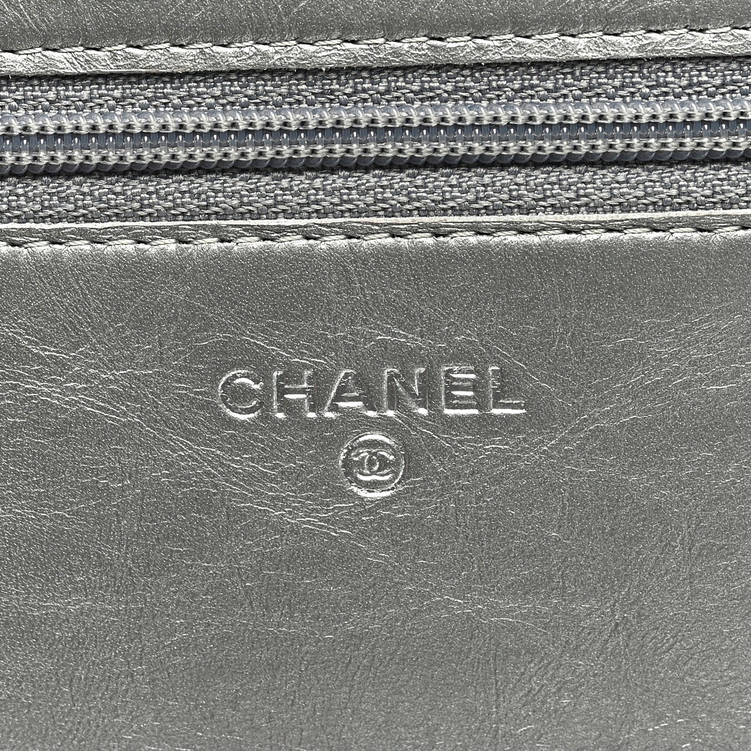 Chanel Metallic Aged Calfskin Quilted Wallet on Chain WOC Silver 6 of 9