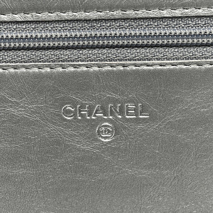 Chanel Metallic Aged Calfskin Quilted Wallet on Chain WOC Silver 6 of 9