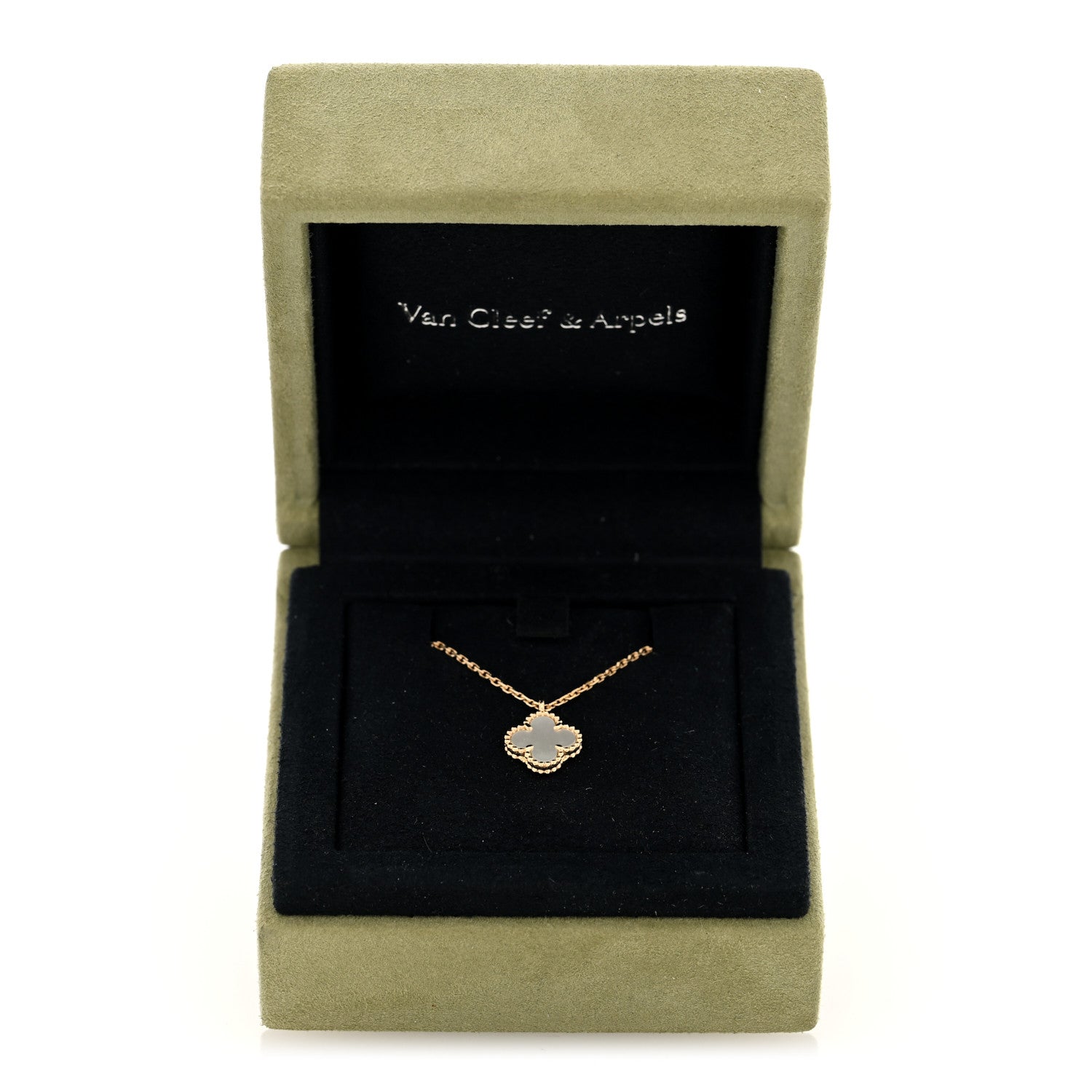 Van Cleef & Arpels 18K Yellow Gold Mother of Pearl Sweet Alhambra Pendant Necklace 5 of 5