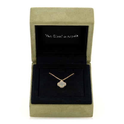 Van Cleef & Arpels 18K Yellow Gold Mother of Pearl Sweet Alhambra Pendant Necklace 5 of 5