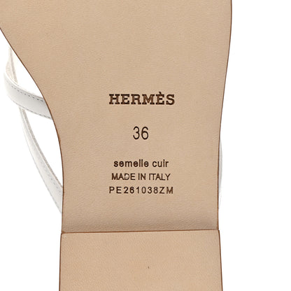 Hermes Calfskin Miss Sandals 36 White 7 of 8