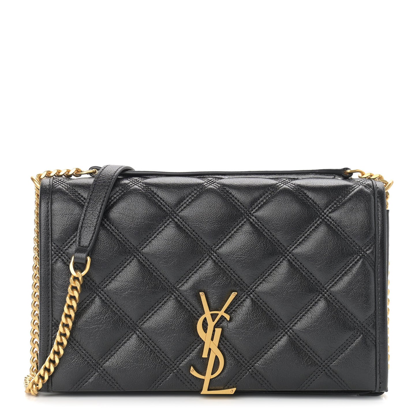 Lambskin Diamond Quilted Becky Chain Wallet Black