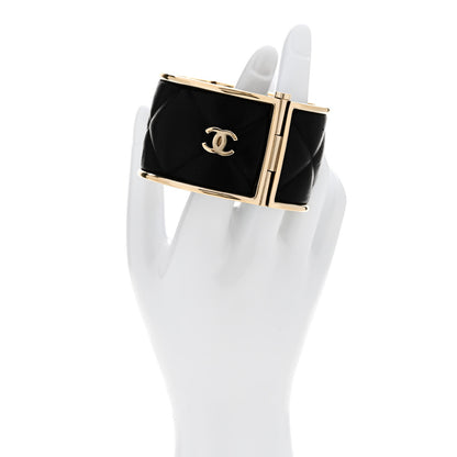 Chanel Lambskin Quilted CC Cuff Bracelet Black 2 of 4