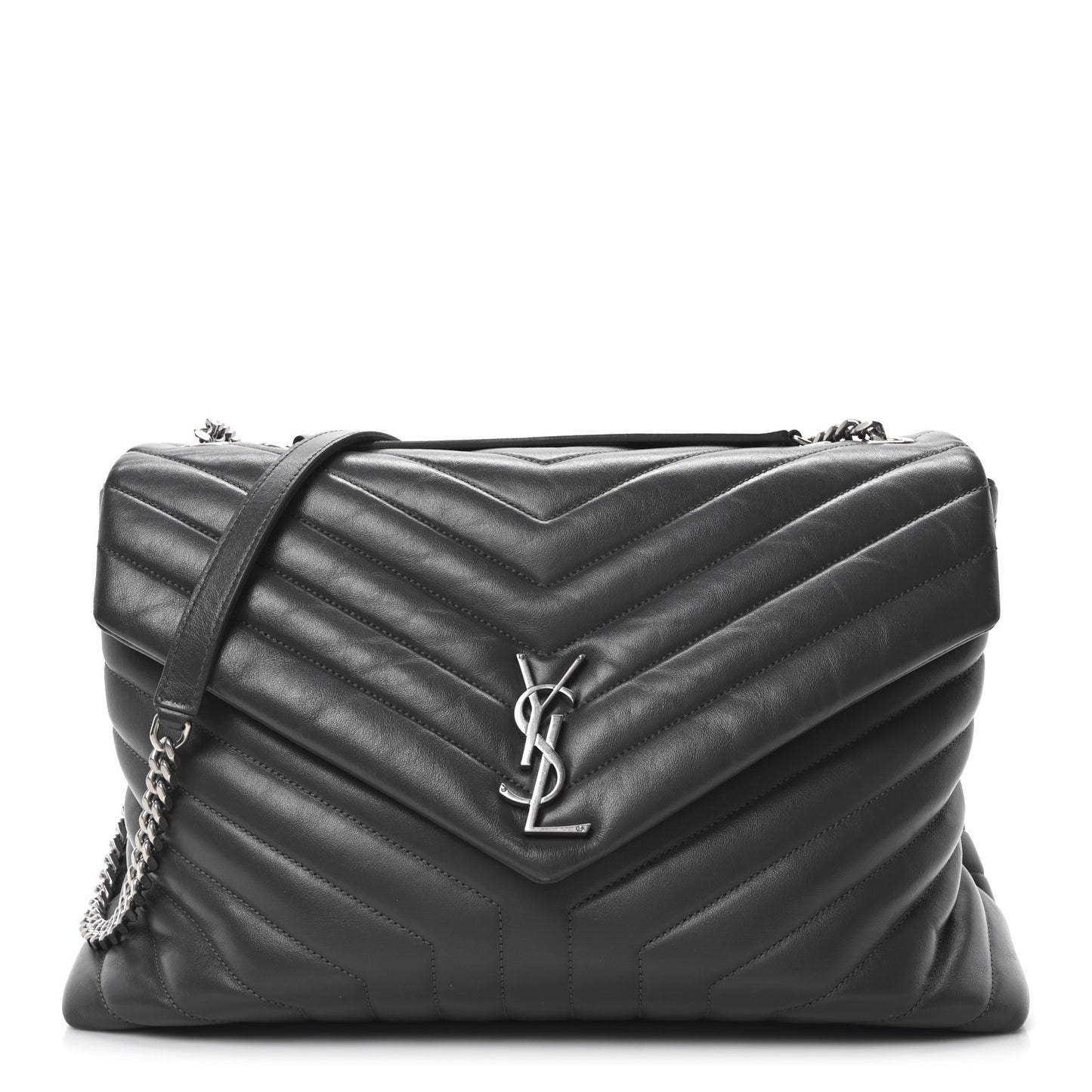 Calfskin Y Quilted Monogram Large Loulou Chain Satchel Earth