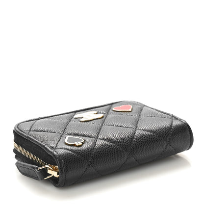 Chanel Caviar Enamel Coco Casino Quilted Zip Coin Purse Navy Blue 4 of 9