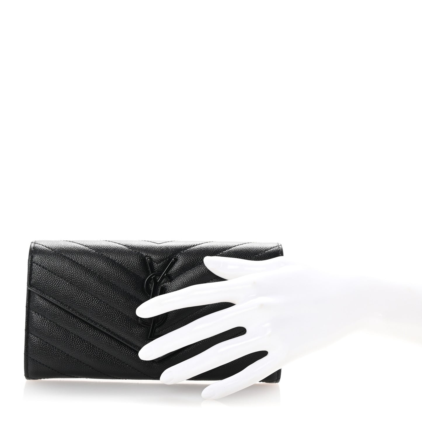 Grain De Poudre Matelasse Chevron Monogram Flap Wallet Black