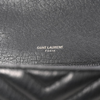 Saint Laurent Sheepskin Matelasse Chevron Monogram Monochrome Large College Satchel Black 11 of 21