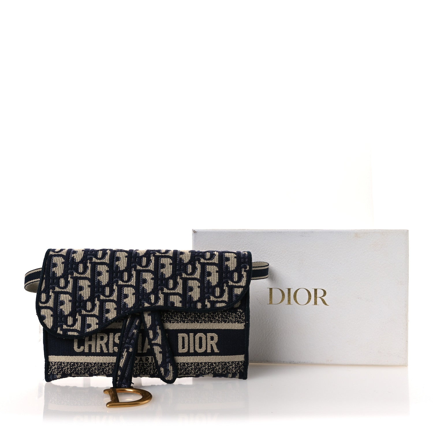 Christian Dior Oblique Slim Saddle Pouch Blue 15 of 15