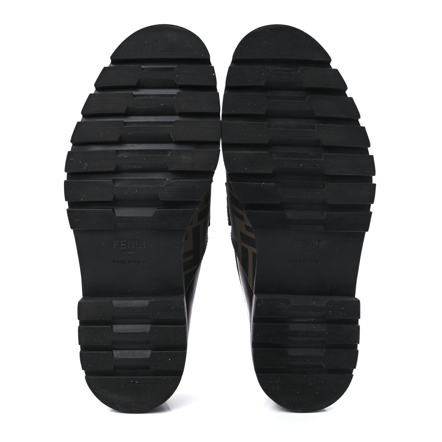 Calfskin FF Mens Lug Sole Loafers 8 Maya Black Moro