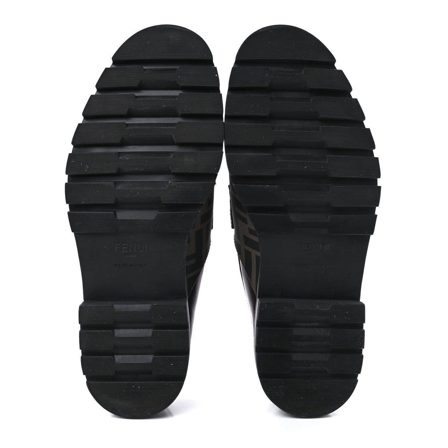 Fendi Calfskin FF Mens Lug Sole Loafers 8 Maya Black Moro 5 of 7