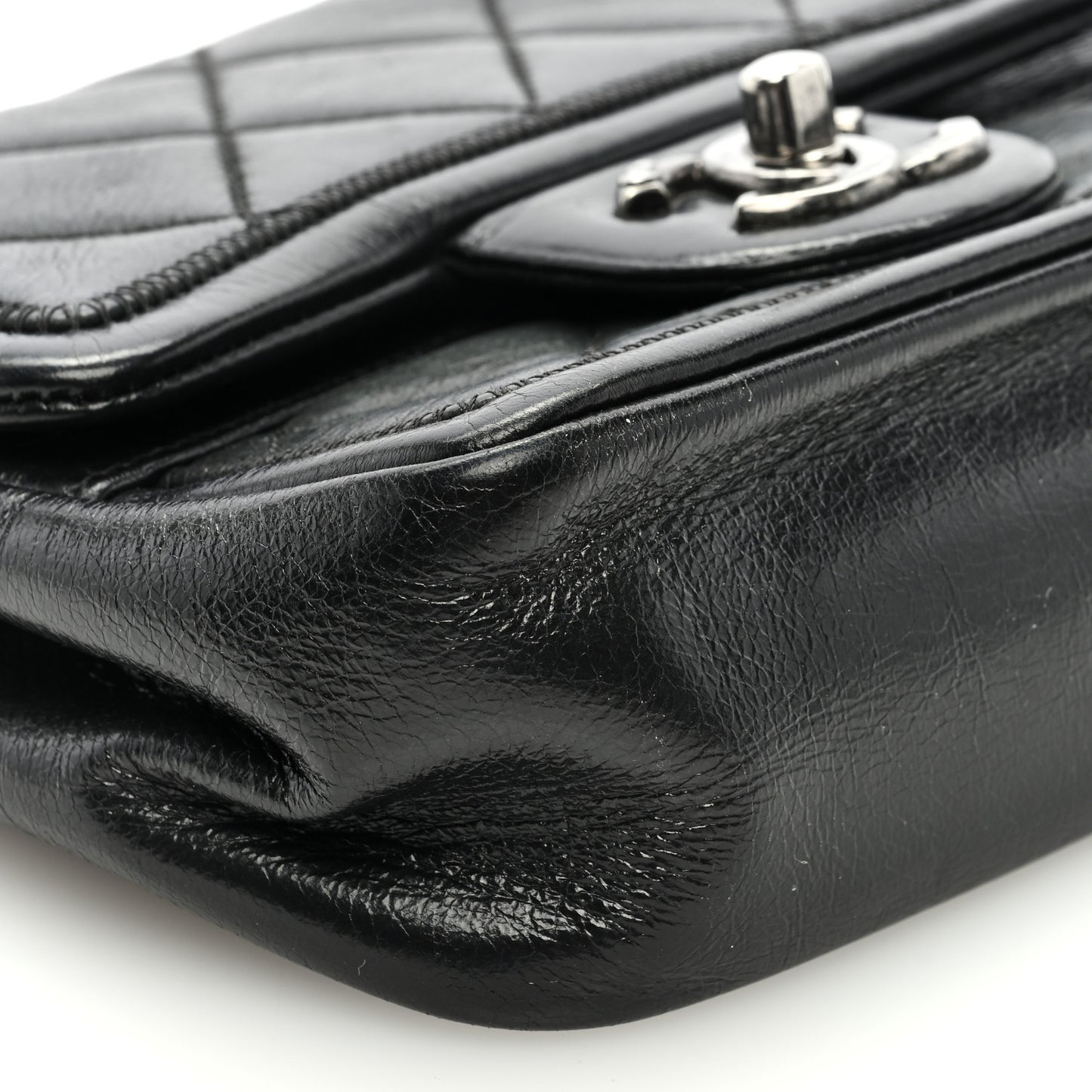 Lambskin Quilted Mini Graphic Flap Bag Black