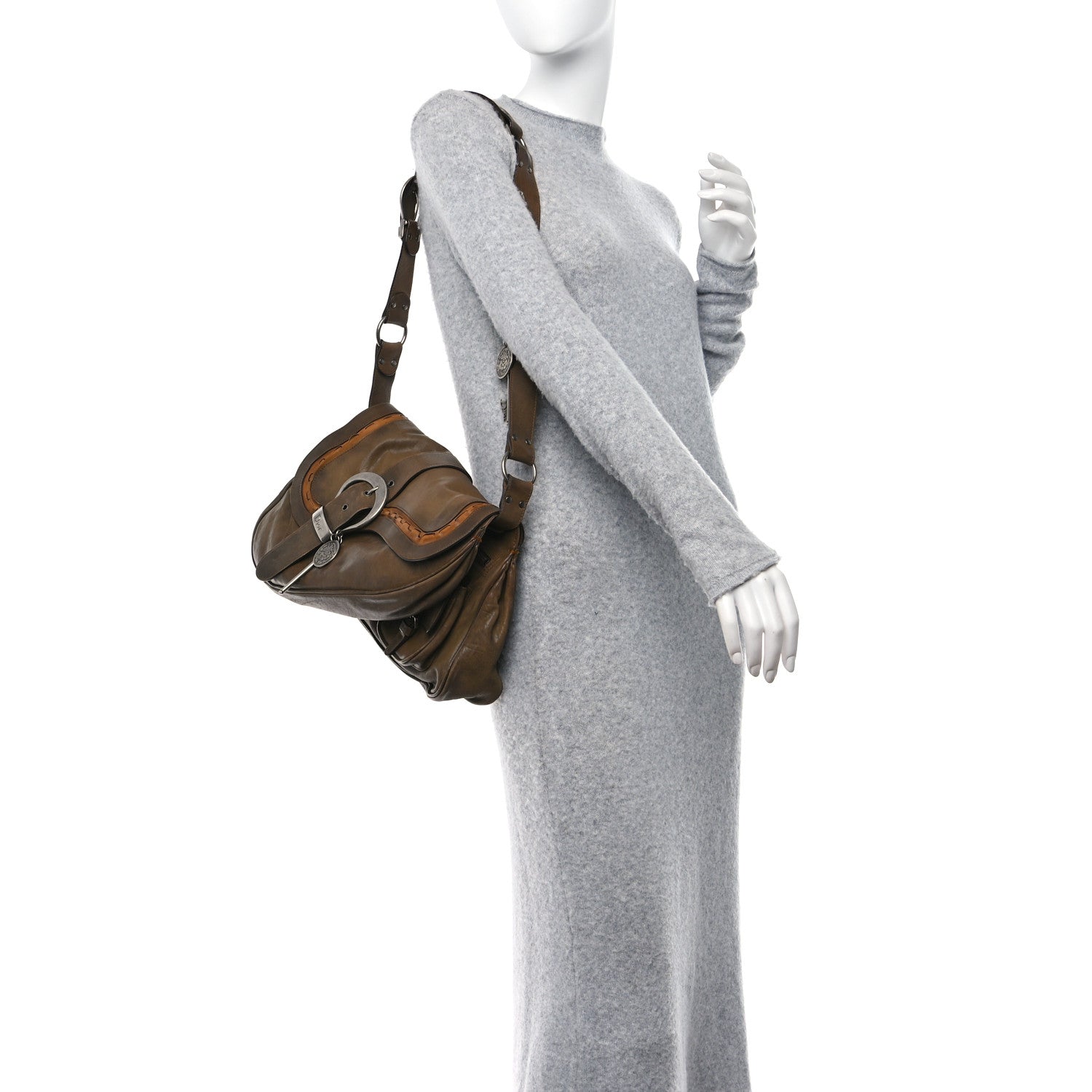 Christian Dior Calfskin Gaucho Double Saddle Bag Brown 2 of 16