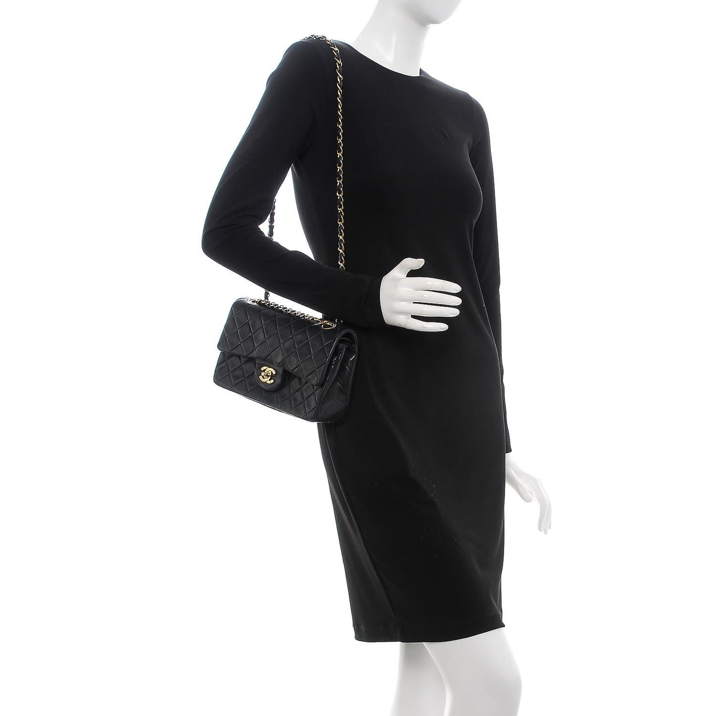 Lambskin Quilted Small Double Flap Black