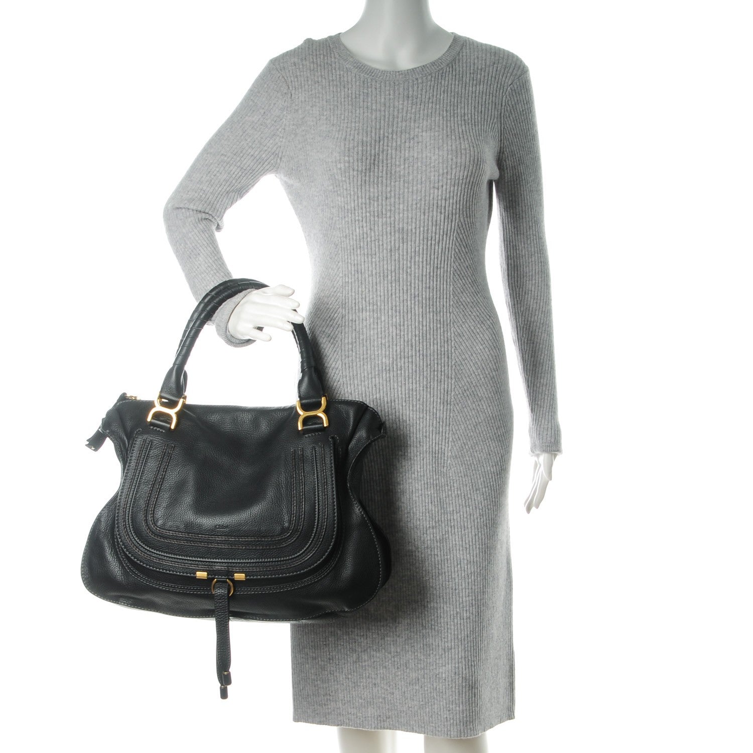 Chloe Calfskin Large Marcie Satchel Black 2 of 7