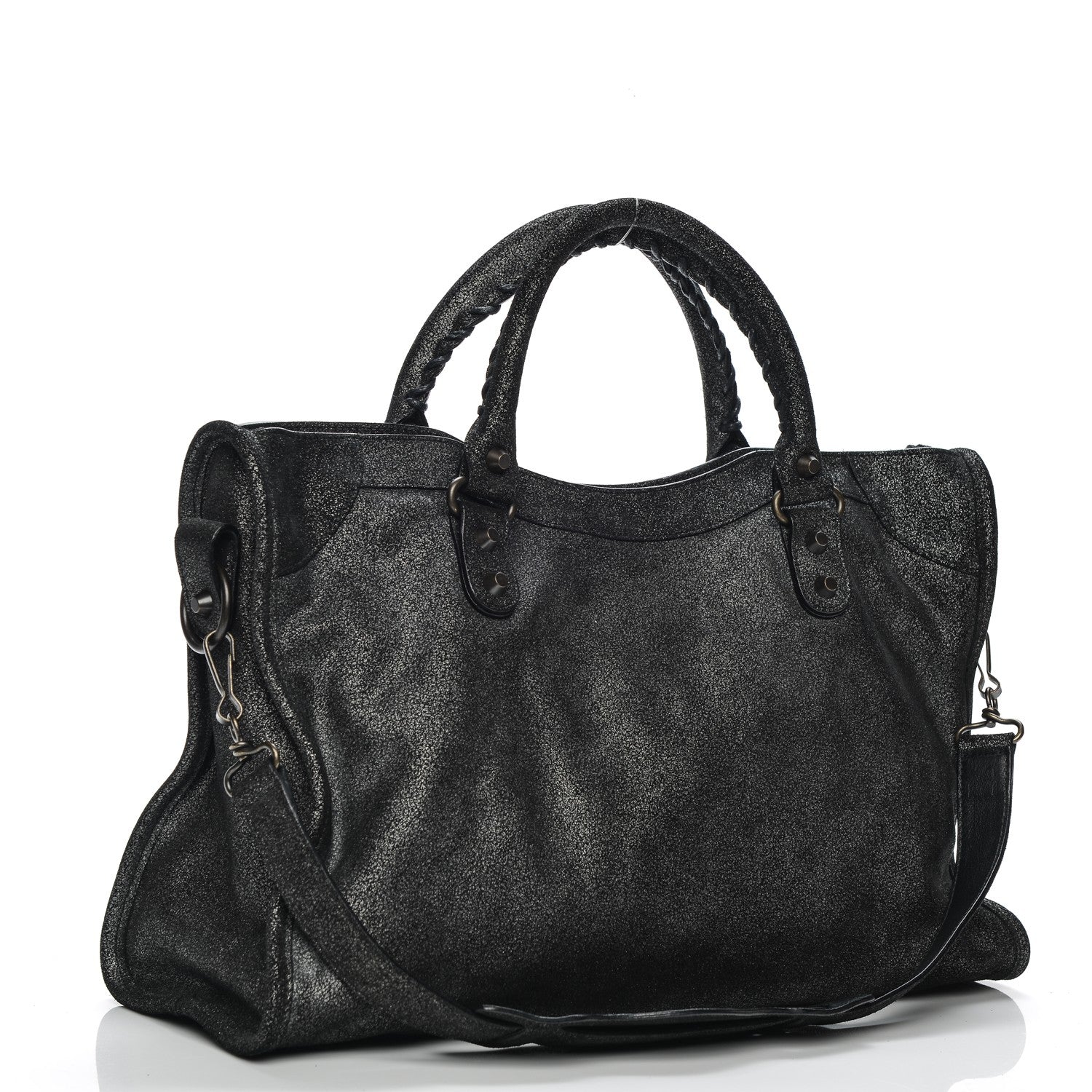 Balenciaga Metallic Craquele Classic Hardware City Black 2 of 9