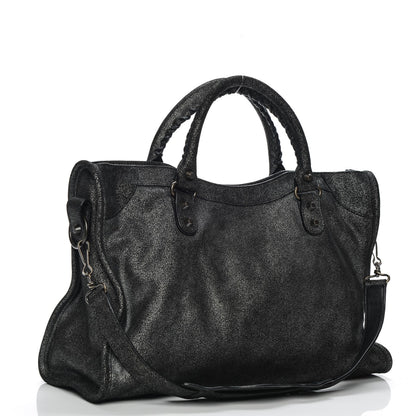 Balenciaga Metallic Craquele Classic Hardware City Black 2 of 9