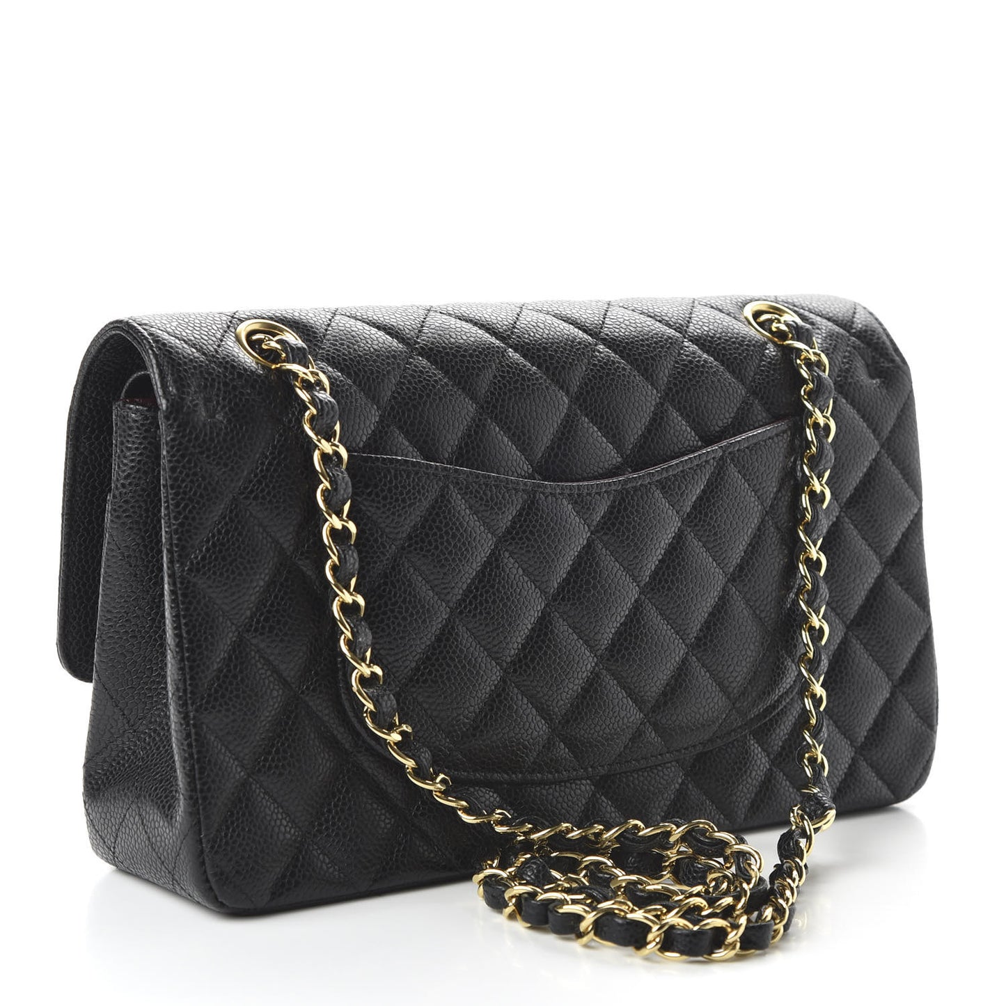 Caviar Quilted Medium Double Flap Black