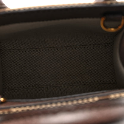 Gucci Monogram Jumbo GG Textured Dollar Calfskin Web Mini Vertical Tote Camel Ebony New Acero 6 of 10