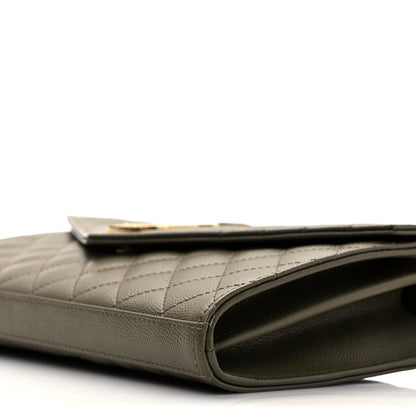 Saint Laurent Grain De Poudre Mixed Matelasse Triquilt Monogram Chain Wallet Kaki 7 of 7