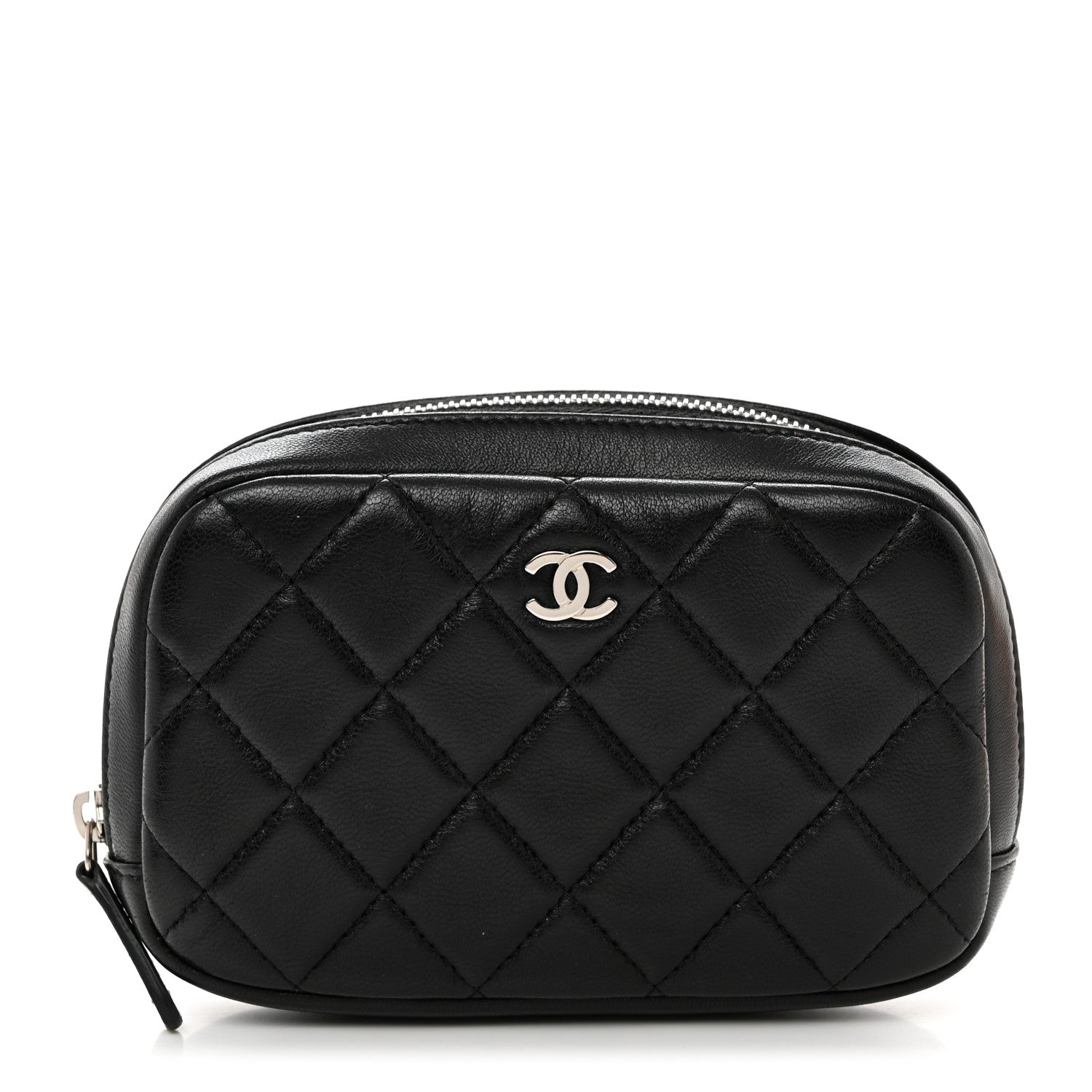 Chanel Lambskin Quilted Small Curvy Pouch Cosmetic Case Black 1 of 8