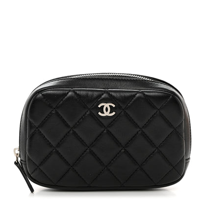 Chanel Lambskin Quilted Small Curvy Pouch Cosmetic Case Black 1 of 8